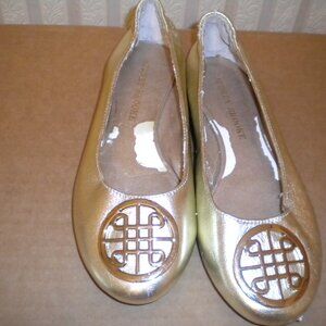 Audrey Brooke Gold Logo Ballerina Shoes